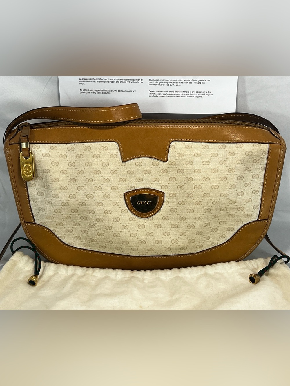Authentic Vintage 1980’s Gucci Micro GG Crescent Crossbody Shoulder Bag Italy
